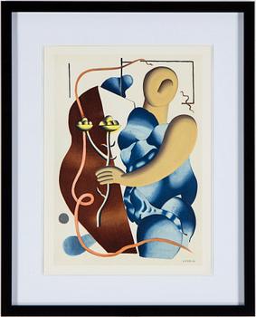 FERNAND LÉGER, after, colour lithographe, signed and dated in print, from Derrière le Miroir no 79-80-81 1955.