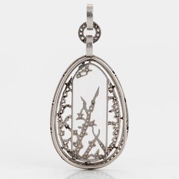 Fabergé, a jewelled platinum and rock-crystal pendant, design Alma Pihl.