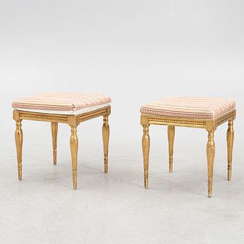 A Pair of Gustavian Style Stools, late 19th Century.