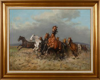 JANOS VISKI, olja på duk, sign.