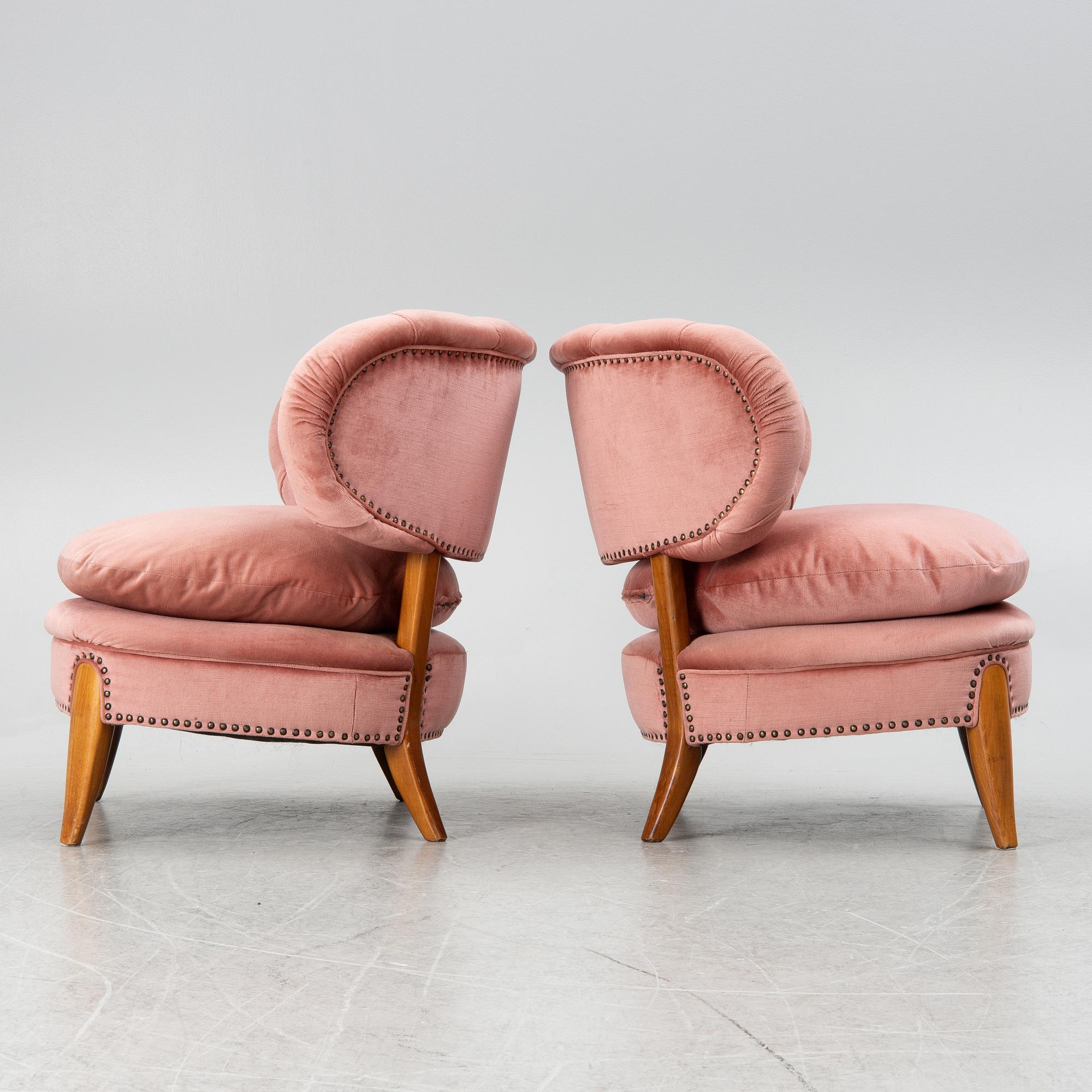 Otto Schulz, a pair of lounge chairs, Jio Möbler, Sweden, mid 20th century.