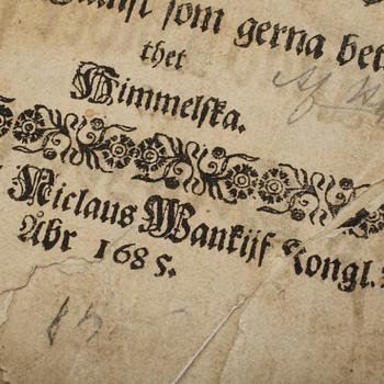 BOKPARTI, 3 volymer, bla Guds Werk och Hwila, av Haquin Spegel, Stockholm 1685.