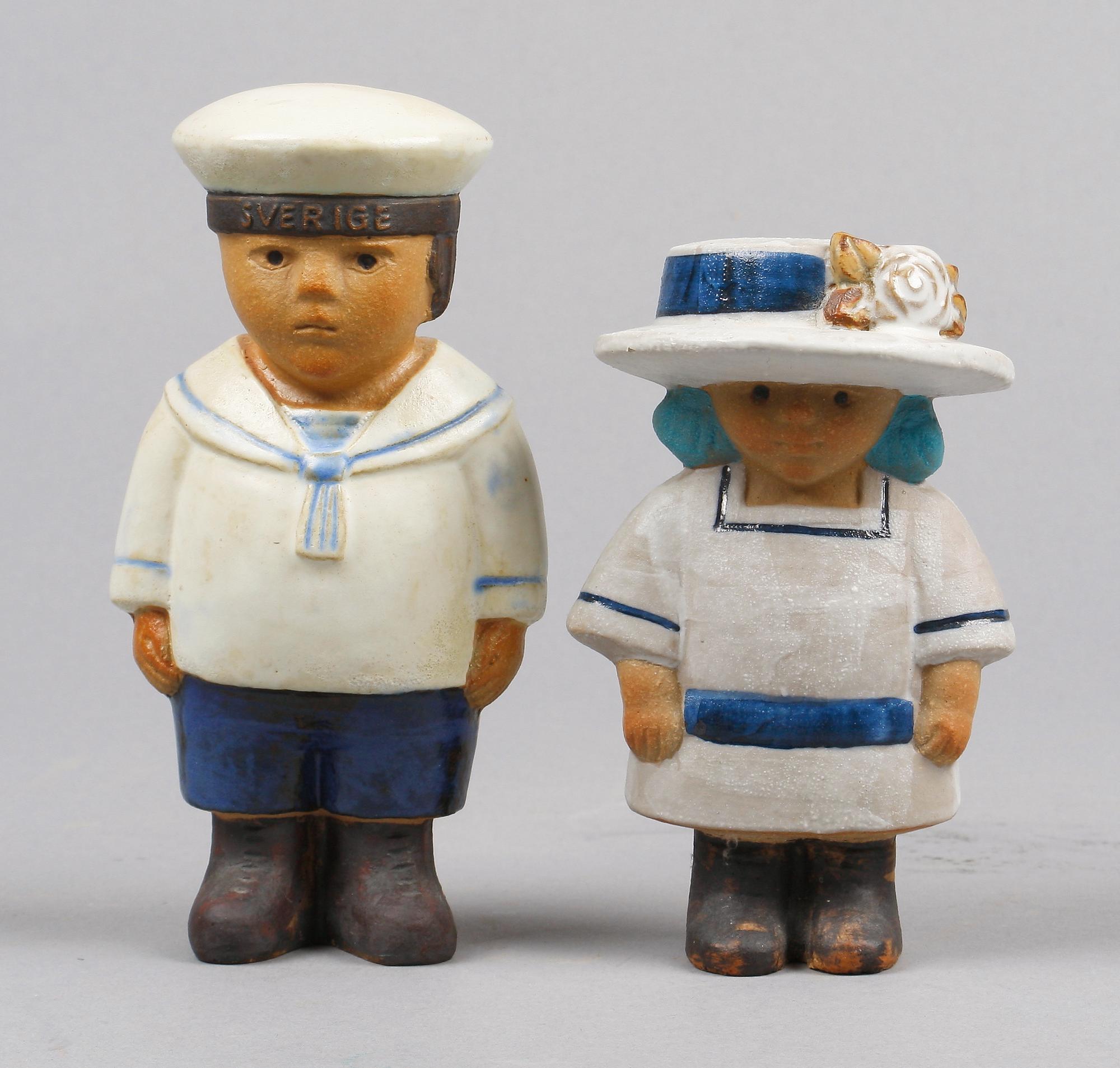 FIGURINER, 2 st, stengods, Lisa Larsson, Gustavsberg.
