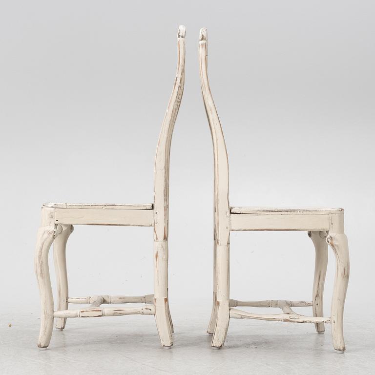 A pair of late Baroque chairs, 18th century.