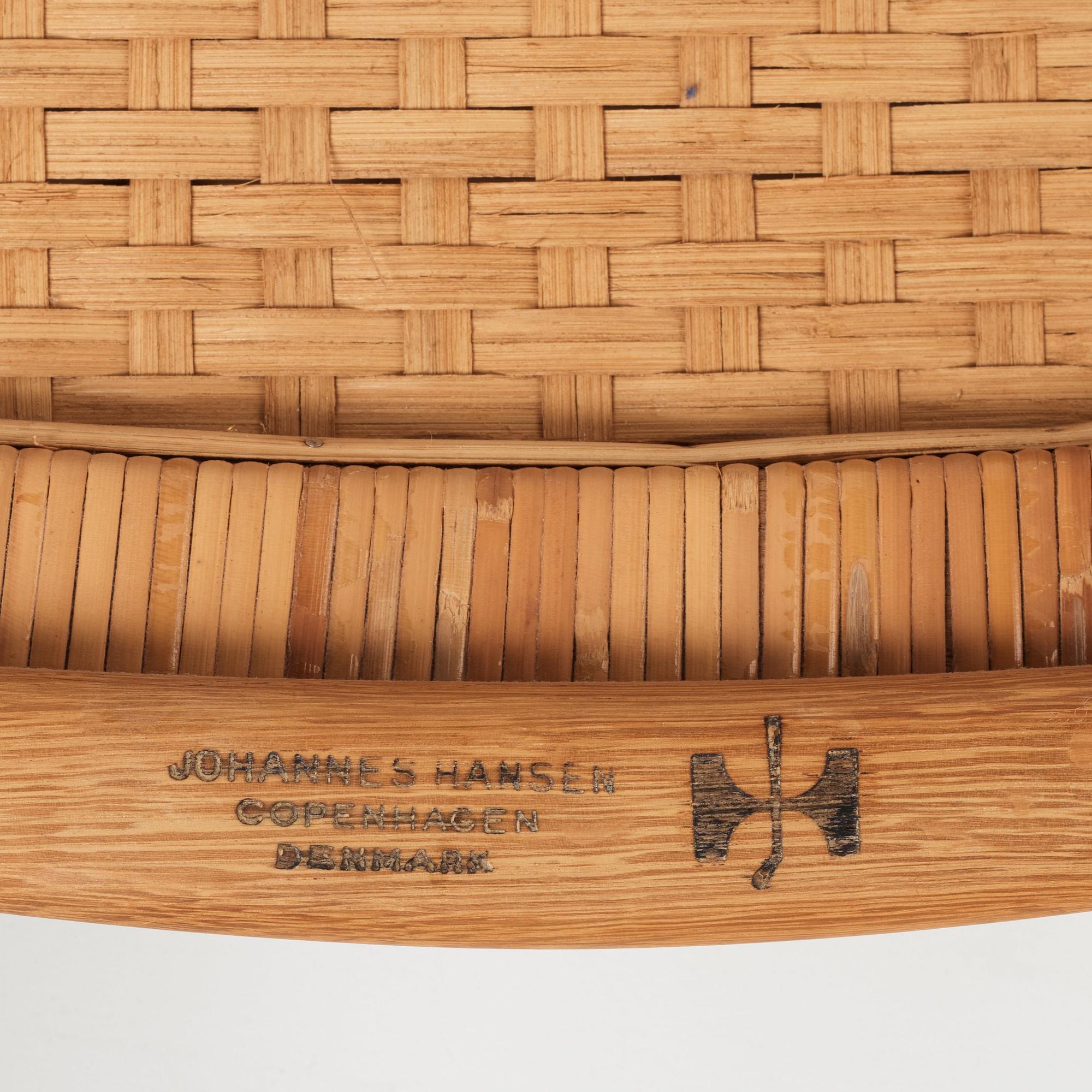 Hans J. Wegner, a pair oak and rattan "model 512" folding chairs by Johannes Hansen, Denmark 1950-60's.