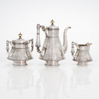 Edvard Kortman, a three piece silver coffee set, Saint Petersburg 1886.