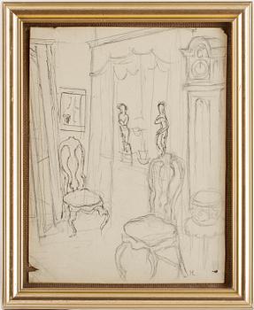 HILDING LINNQVIST, teckning, monogramsignerad.