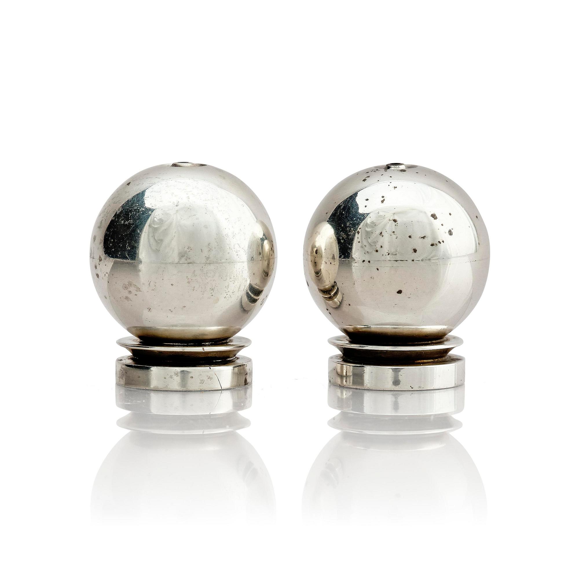 Georg Jensen, a pair of sterling silver salt shakers, model 'Pyramid/ Pyramide', design Harald Nielsen, no 632, Copenhagen after 1945.