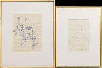 MAX WALTER SVANBERG, two signed ink drawings.