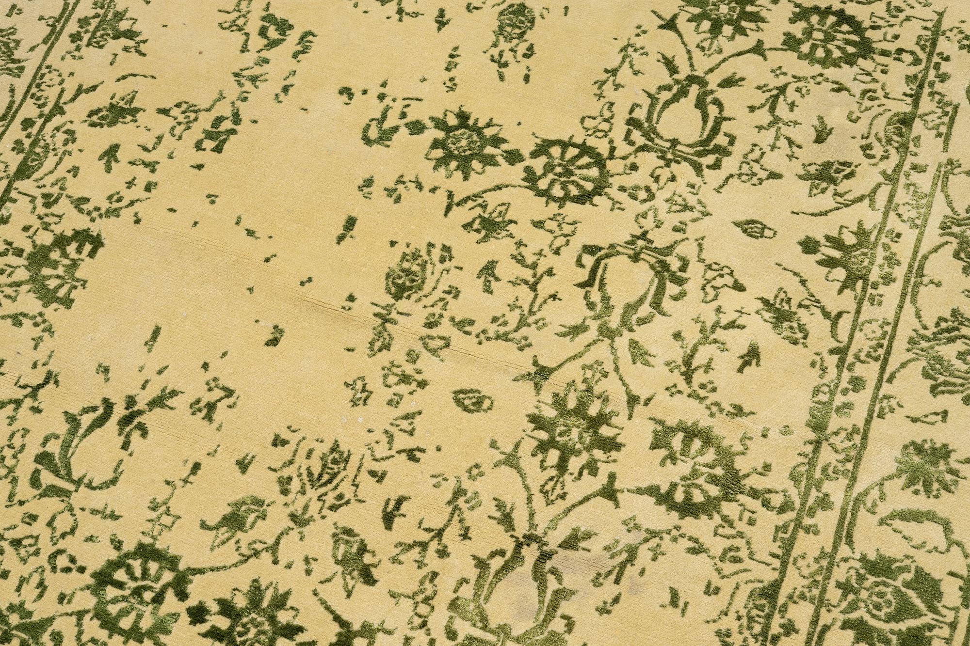 Rug, India, wool and silk with bamboo, approx. 230 x 173 cm.