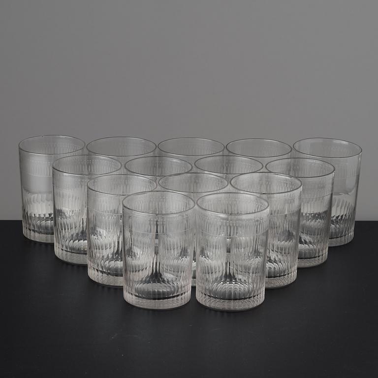 A set of 14 glasses, first half 19th century.