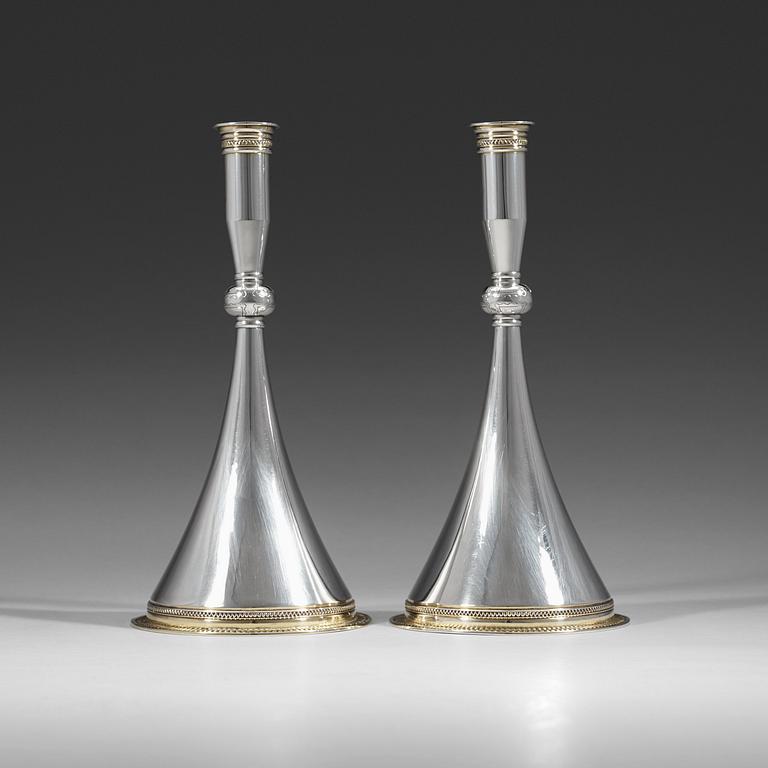 WIWEN NILSSON, ljusstakar, ett par, Lund 1950, sterling,