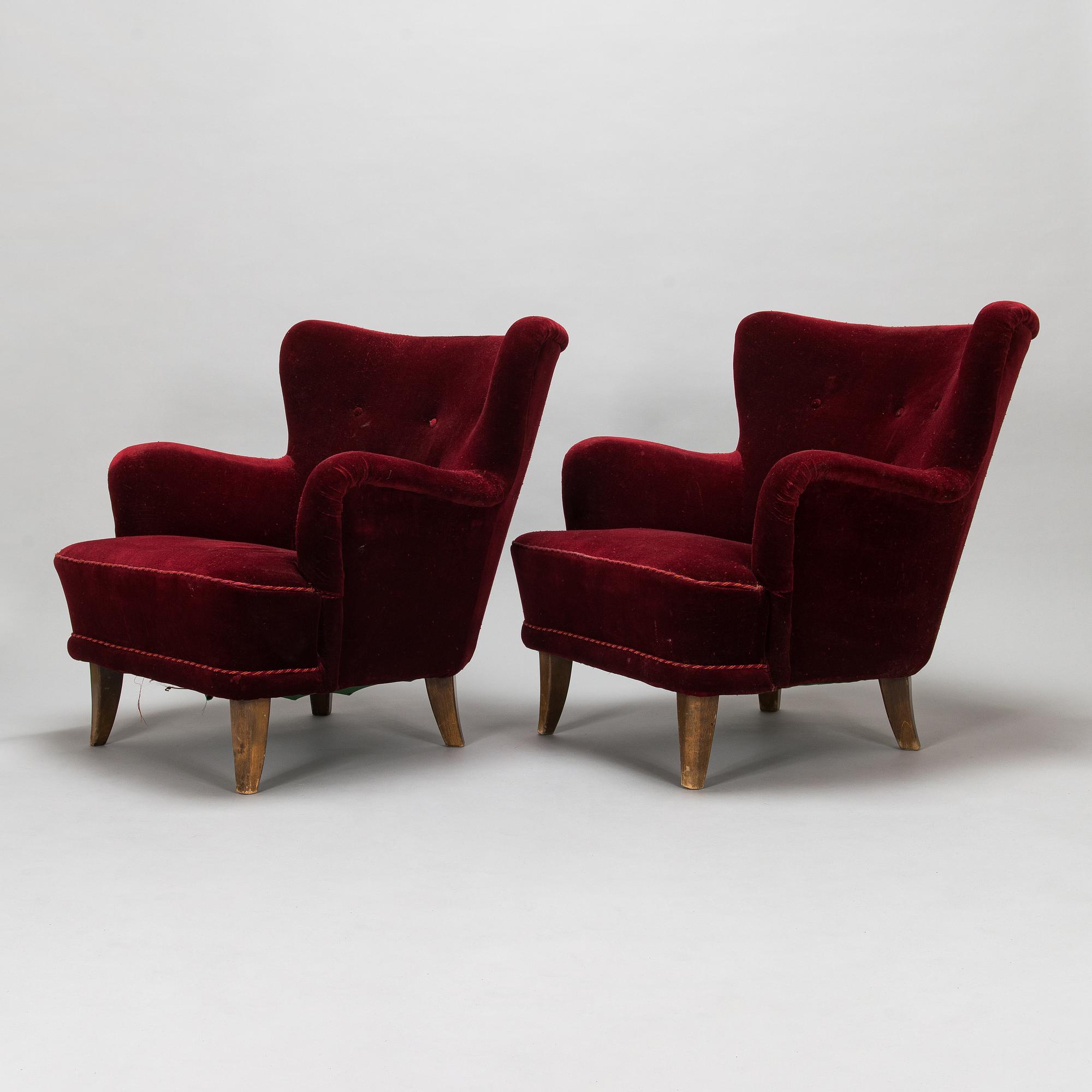 Ilmari Lappalainen, a pair of 1950's 'Laila' armchairs for Asko, Finland.