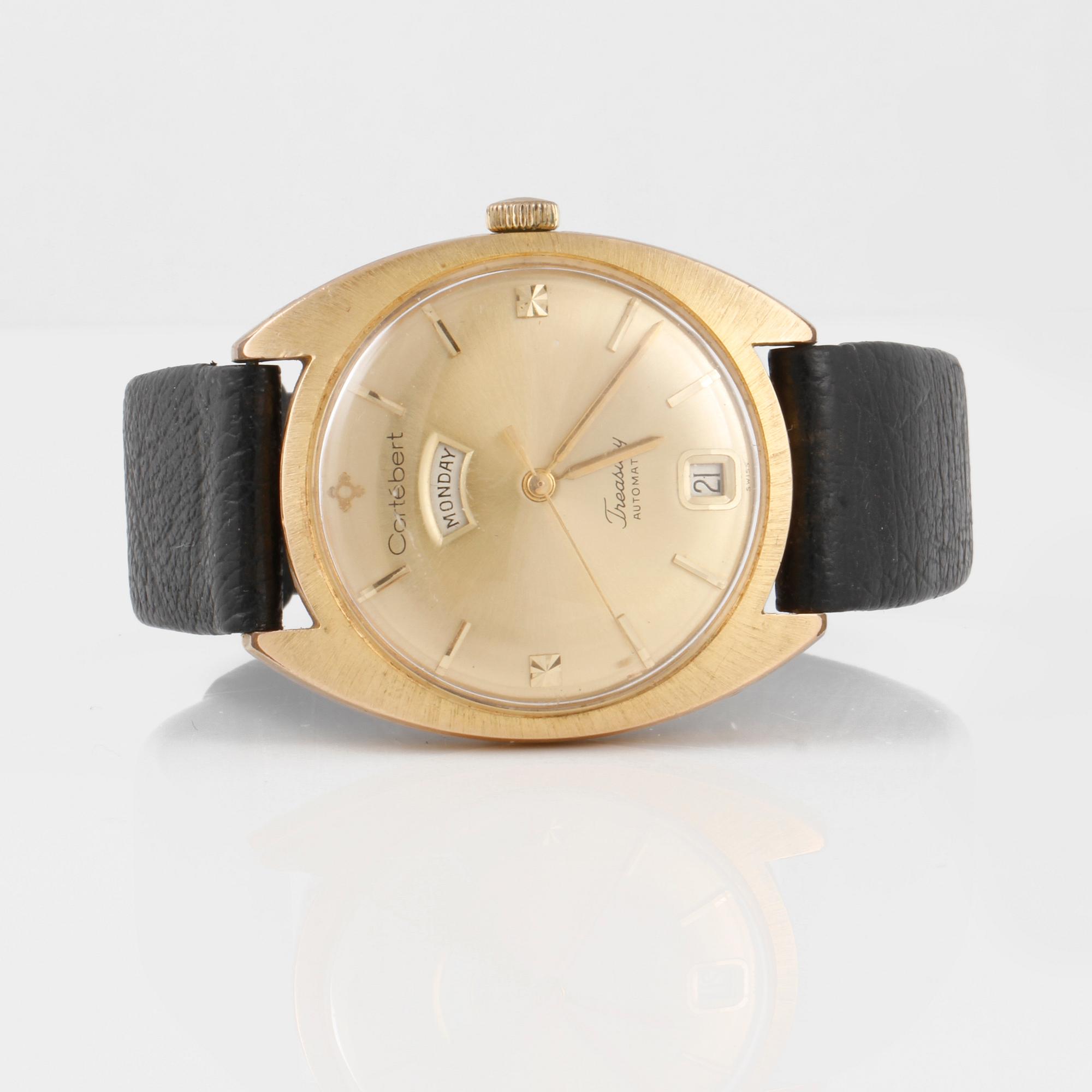 ARMBANDSUR, guld på stål, "Treasury Automatic", Cortébert.