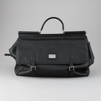 Dolce & Gabbana, a black leather weekend bag.