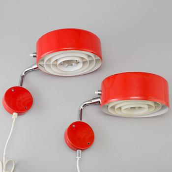 VÄGGLAMPOR, ett par, Ateljé Lyktan, Åhus, 1060/70-tal.