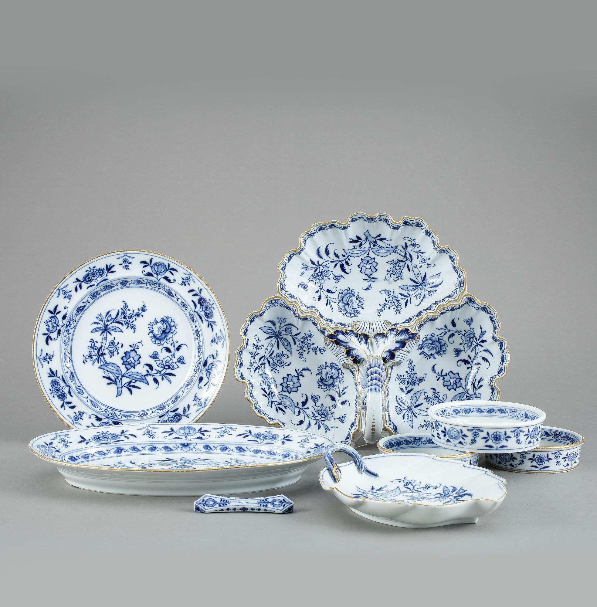 SERVISDELAR, 8 st, porslin, Meissen, 1900-tal.