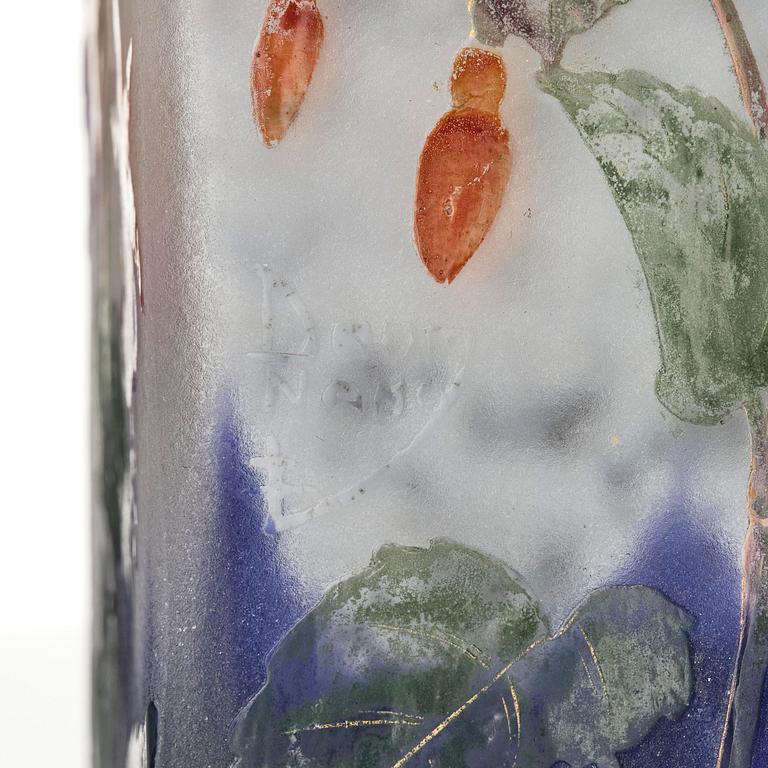 Daum Frères, a set of two Art Nouveau cameo glass vases, Nancy, France.