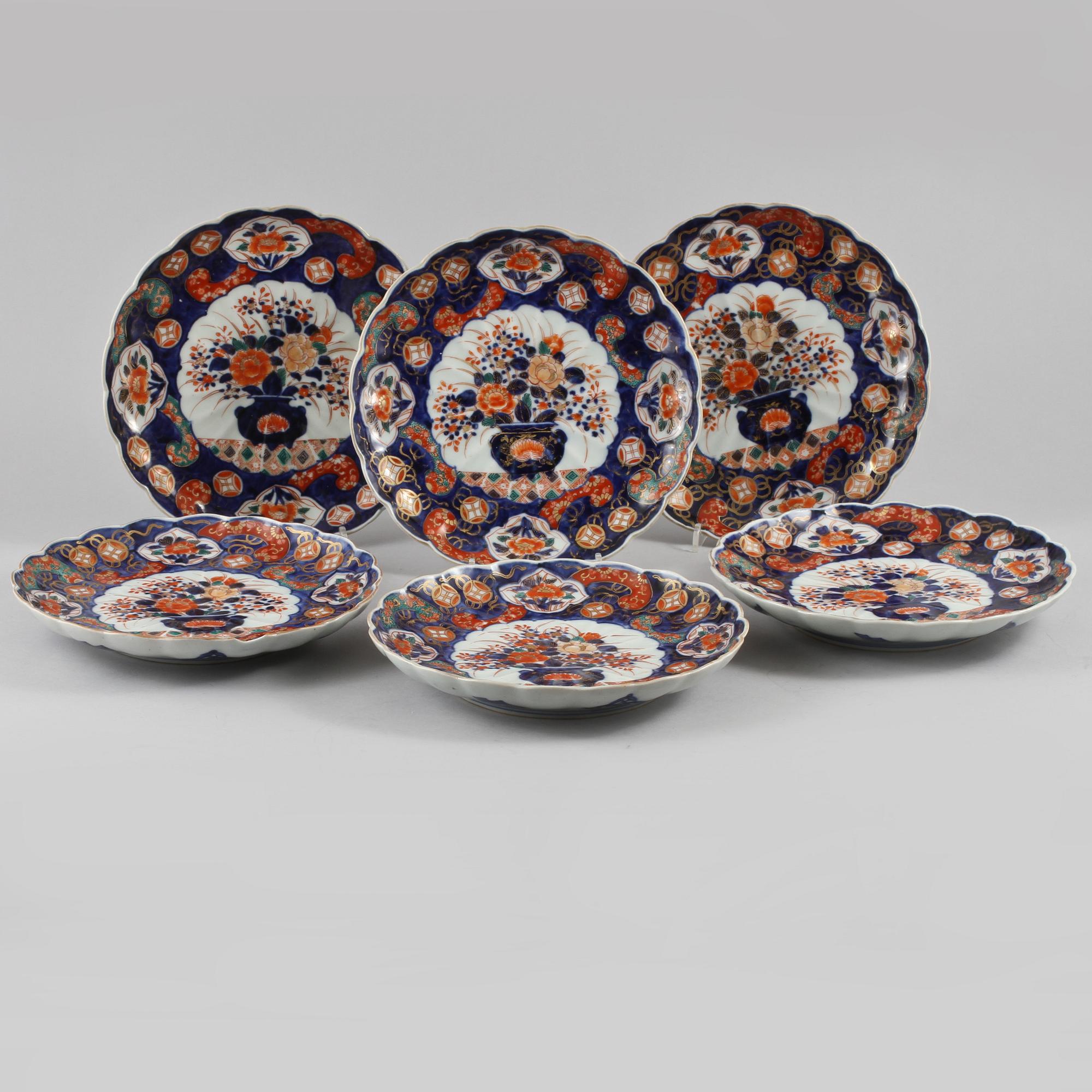 TALLRIKAR, 6 st, porslin, Japan, 1900-tal.