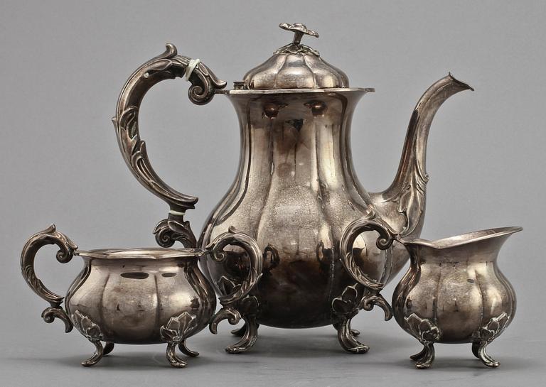 KAFFESERVIS, 3 delar, silver, Cohr, Danmark, 1900-tal. Vikt  1151 g.