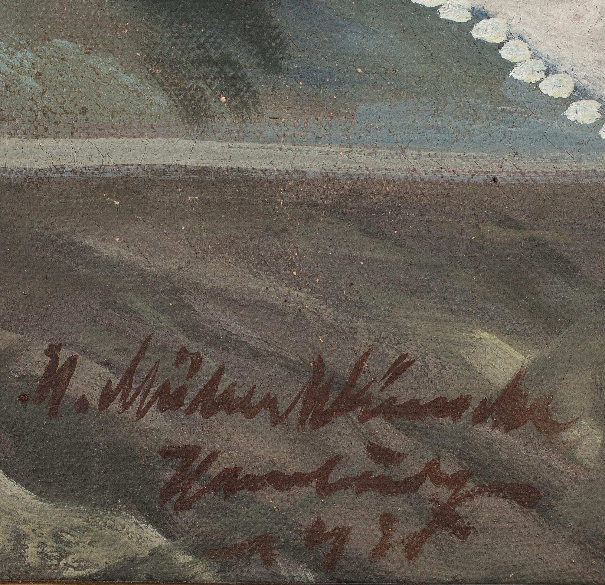 OKÄND KONSTNÄR, olja på duk, otydligt signerad.