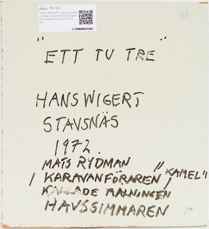 HANS WIGERT, olja på duk, a tergo signerad Hans Wigert och daterad Stavsnäs 1972.