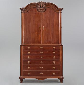 A Swedish rococo mahogany writing cabinet attributed to N. Dahlin (master in Stockholm-1761-87).