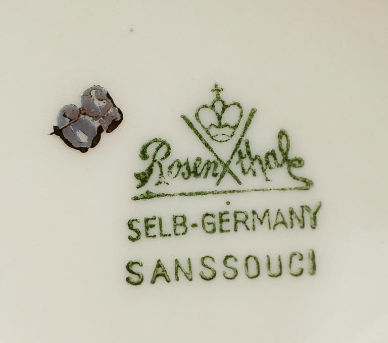 TE- OCH KAFFESERVIS, 43 delar, porslin, "Sanssouci", Rosenthal, 1900-talets mitt.