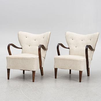 Armchairs, a pair, Swedish Modern, 1940s.
