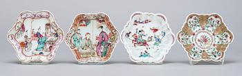 369. Four small polychrome plates, Qing dynasty (Qianlong 1736-95).