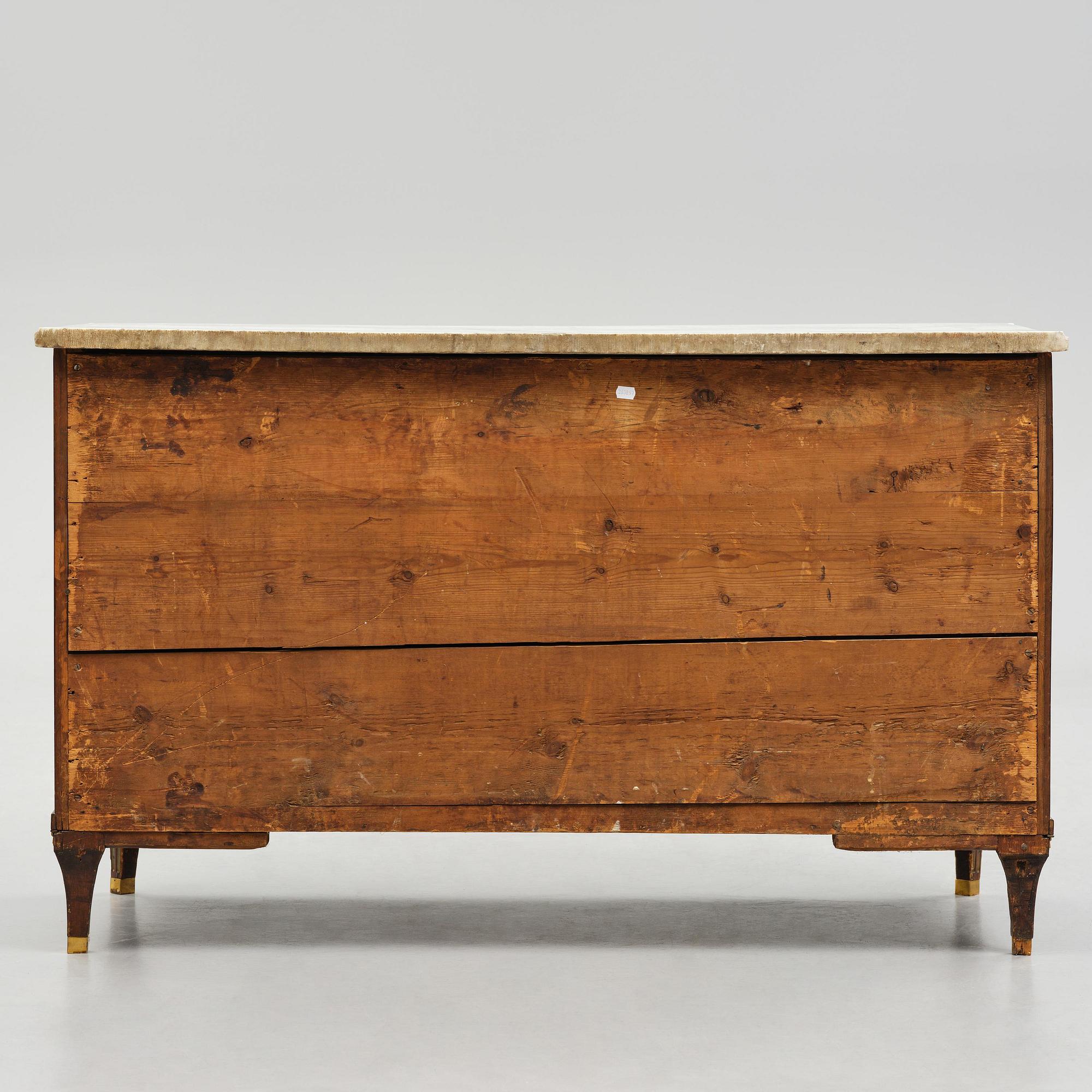 A late Gustavian mahogany commode, Stockholm, late 18th century.