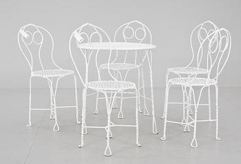 TRÄDGÅRDSBORD SAMT STOLAR, 5 st, Grytgöl, 1800/1900-tal.