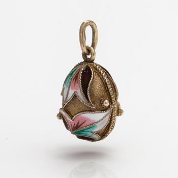A glided silver egg pendant with enamel. Soviet union.
