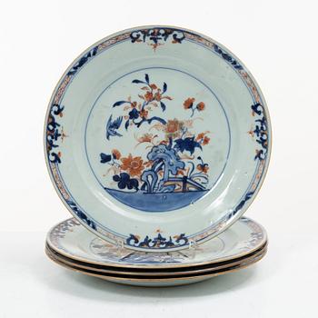 A set of four Imari porcelain plates, China, Qianlong (1736-95).