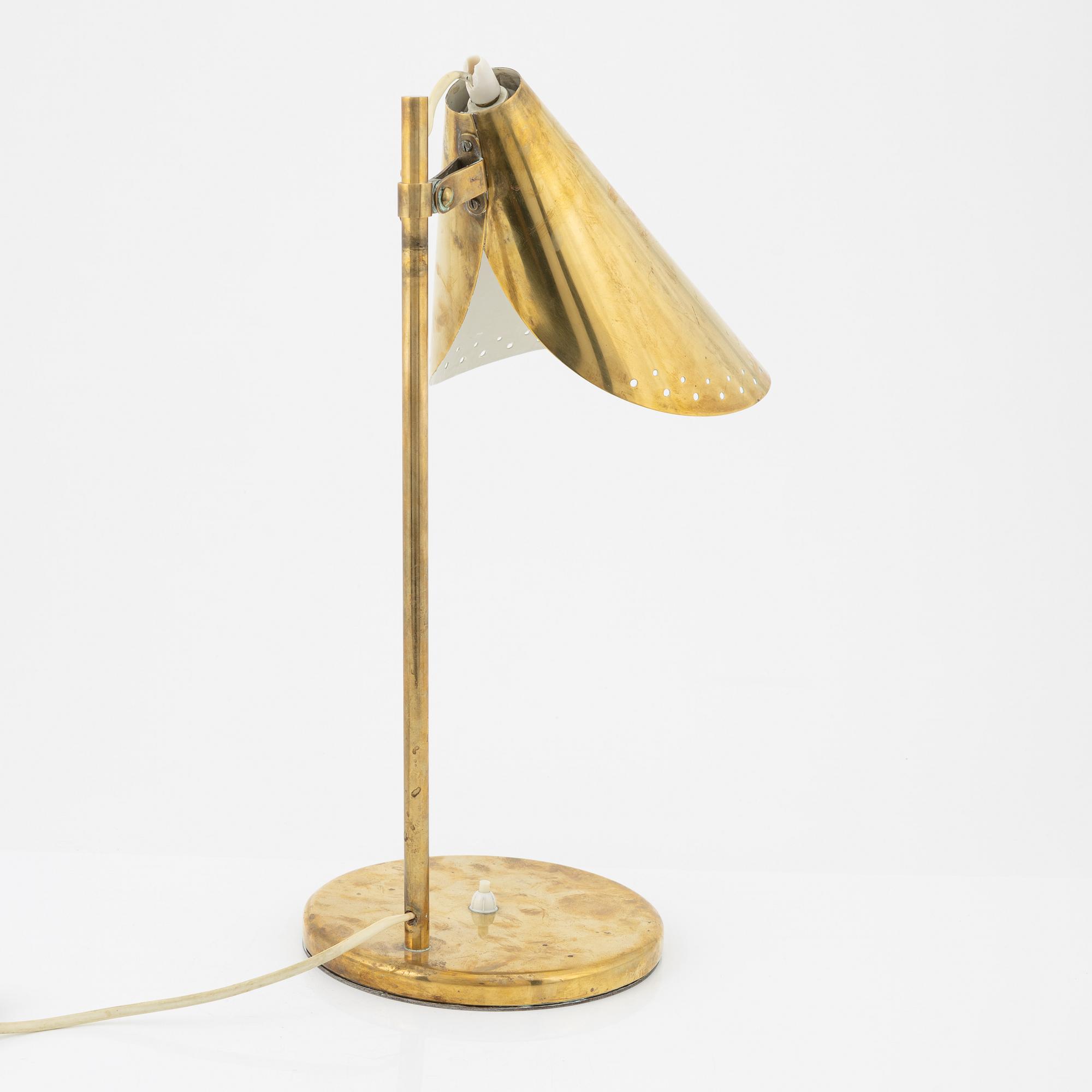 Bordslampa, mässing, Finland, 1900-talets mitt.