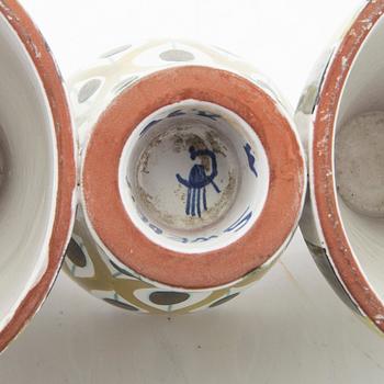 Stig Lindberg, vase/candlestick "snurran" faience signed Gustavsbergs studio, mid-20th century.