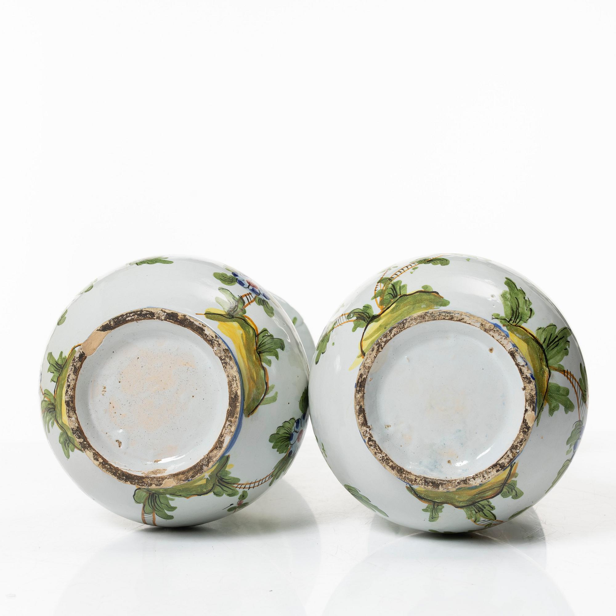 A pair of faience vases, Holland/France, 19th-20th century.