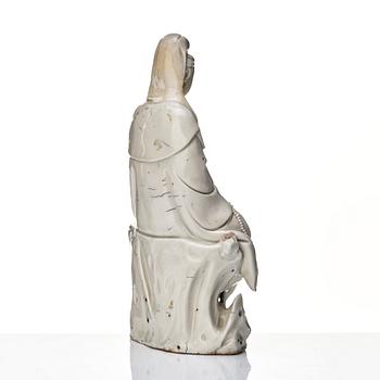 A Chinese blanc de chine figure of Guanyin, Qing dynasty, 18th Century.