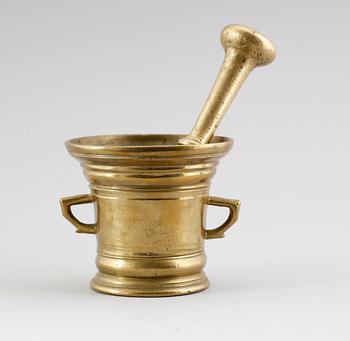 MORTEL MED STÖT, mässing, sannolikt 1700-tal.