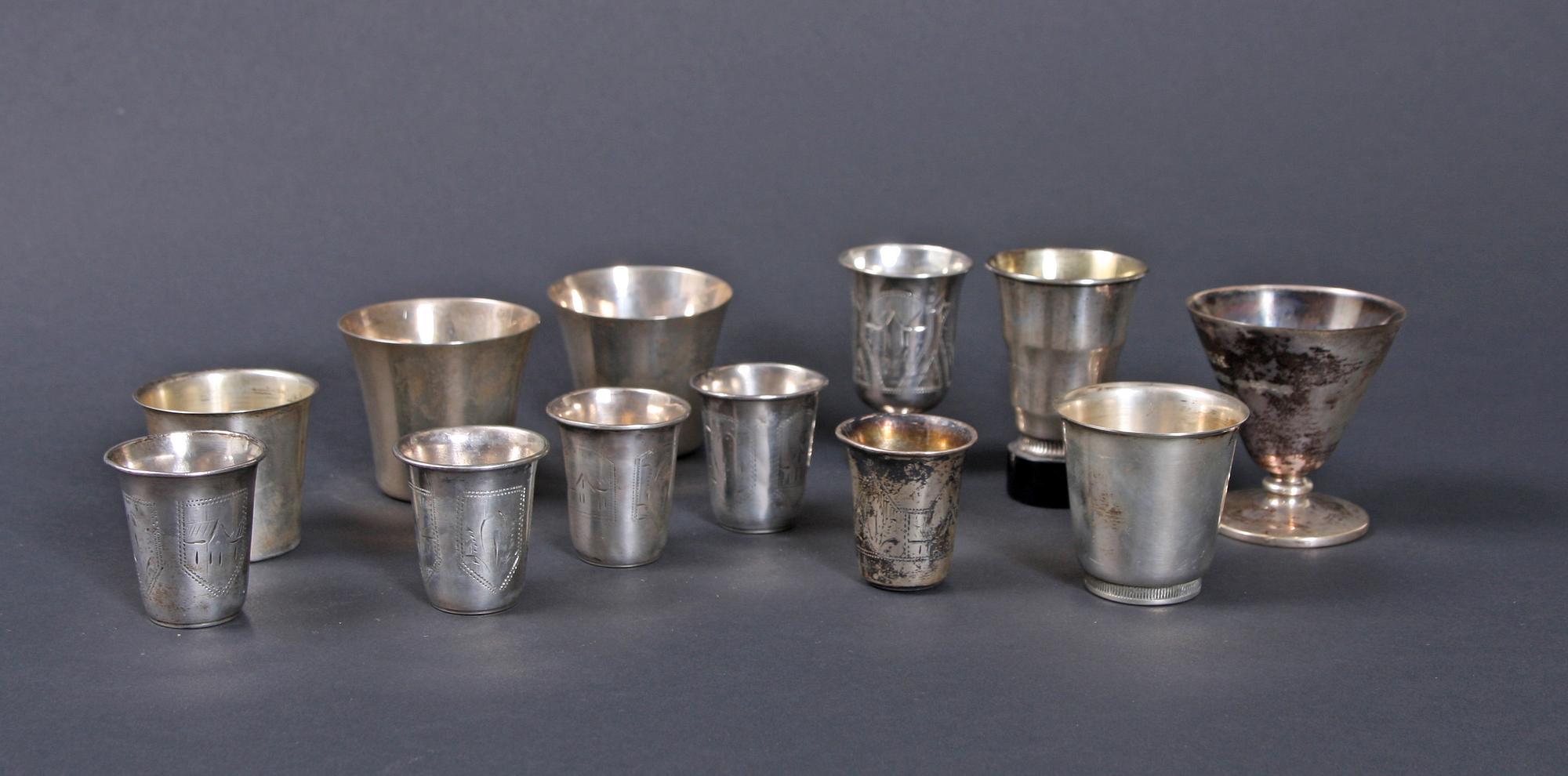 PARTI BÄGARE, 12 st, silver, Sverige o Ryssland, 1900-tal.
