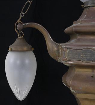 TAKLAMPA, mässing, trol Östereuropa, jugend, 1900-talets första del, h 95.