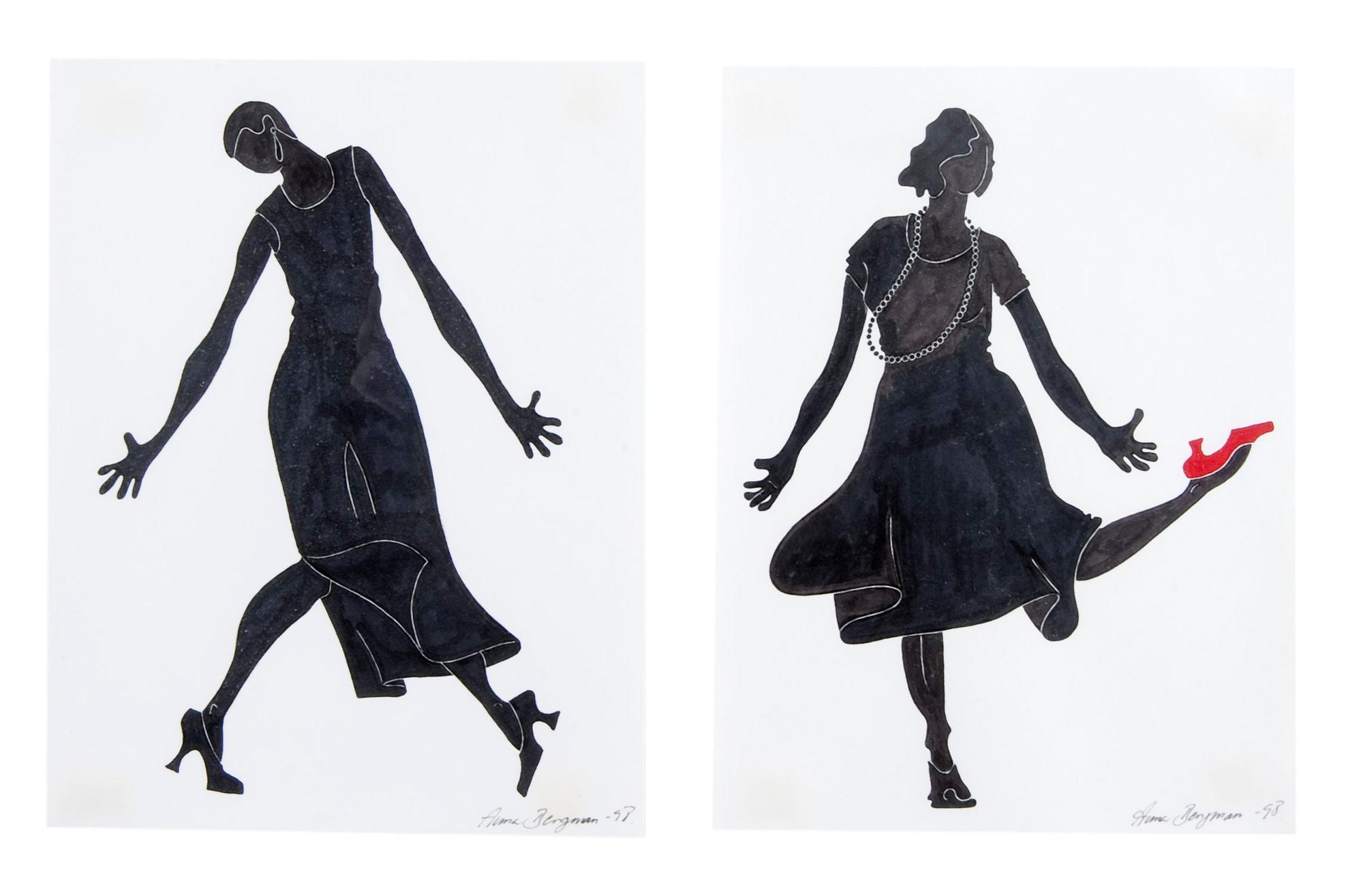 Anna Bergman, 14 silhouette costume sketches.