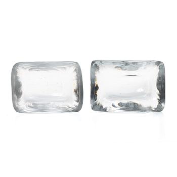 Vicke Lindstrand, Bowls, 4 pcs, glass, “Platina”, Orrefors.