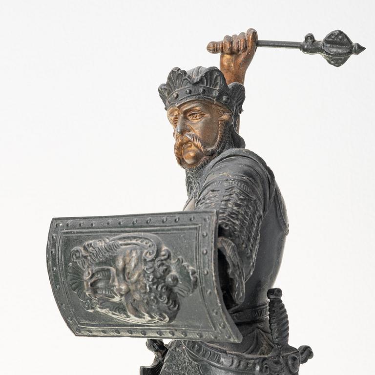 Figuriner, ett par, patinerad zink, omkring år 1900.