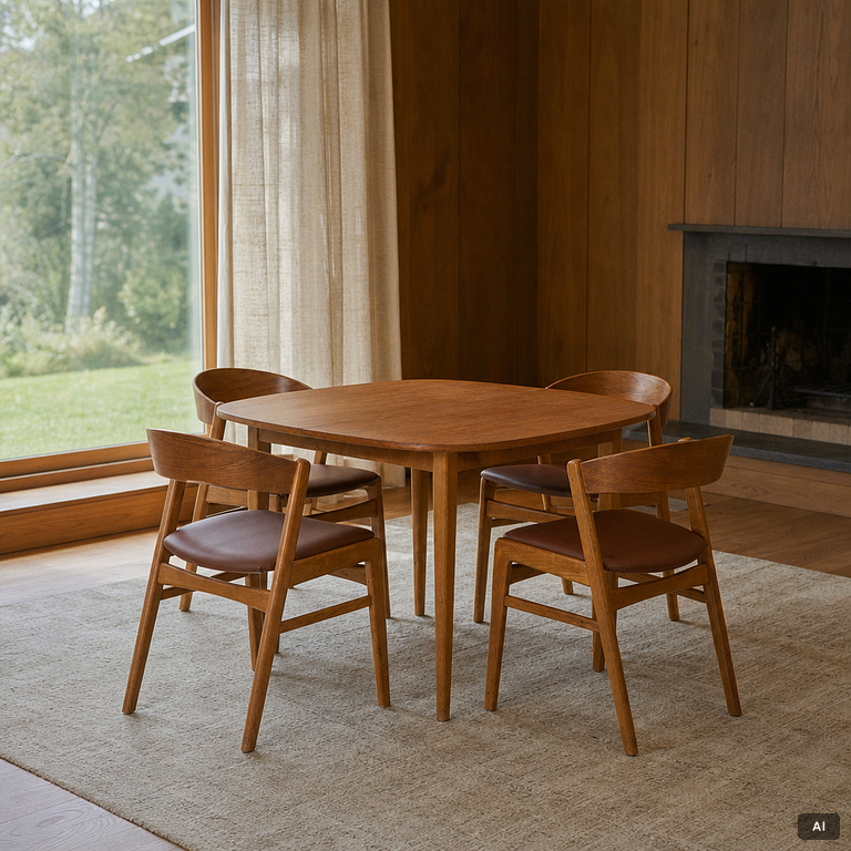 Dining table with four chairs, 1950s/60s.