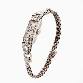 WRISTWATCH Opera, 18k whitegold, old-cut diamonds approx 1 ct, approx 15 x 8 mm, manual.