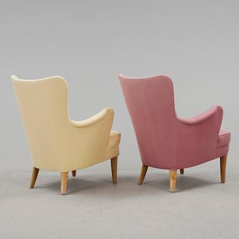 FÅTÖLJER, ett par, Carl Malmsten, enligt uppgift modell "Gävle", 1946.
