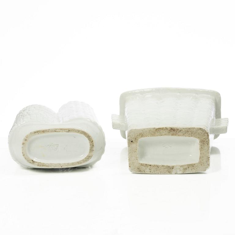 Gunnar Nylund, vaser, 4 st, chamotterat stengods, Rörstrand 1930-40-tal.