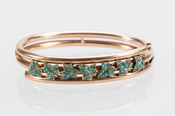 ARMRING, 14 K guld, troligtvis A. Rjabkow, S:t Petersburg, Ryssland sent 1800-tal. Vikt ca 27,5 g.