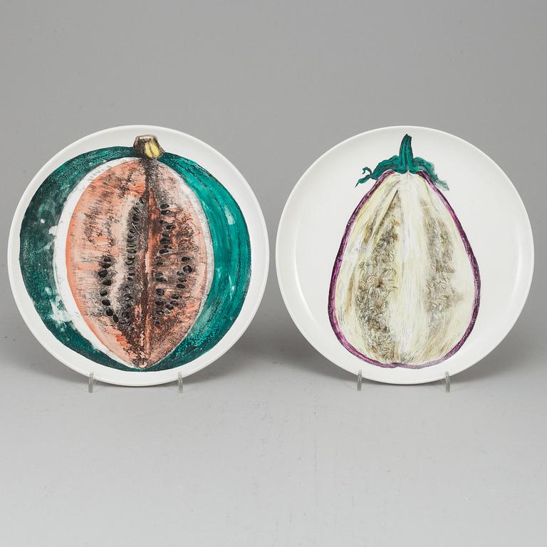 FORNASETTI, eight 'Sezioni di Frutta' ceramic plates, Milan, Italy, 1950's.
